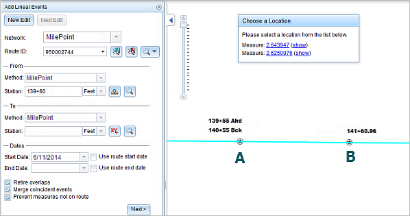 Choose a location for the from measure value